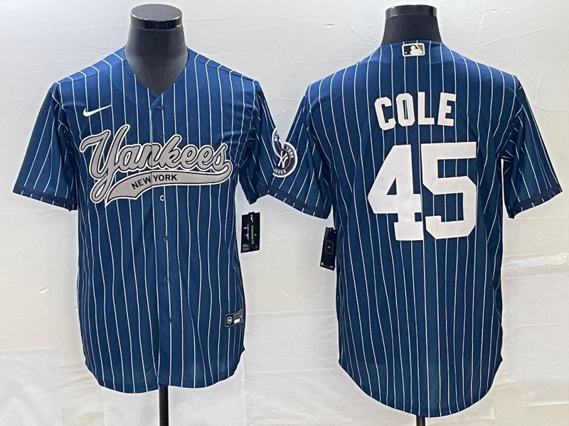Men's New York Yankees Gerrit Cole #45 Blue Jersey Joint Edition